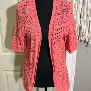 Christopher & Banks Coral Open-Knit Cardigan